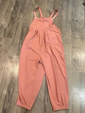 HALARA Rose-Pink Button-Strap Jumpsuit